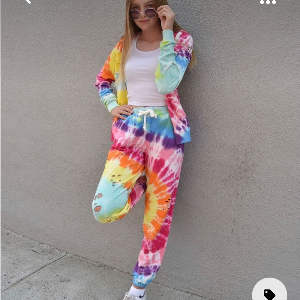 Katie J Juniors Reggie Primary Tie Dye Zip up Hoodie